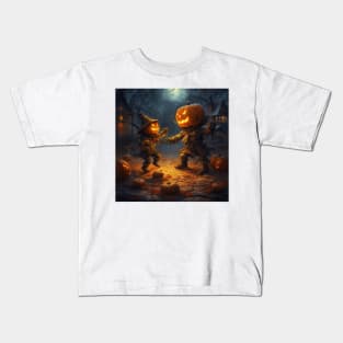 two pumpkin men fight each other Kids T-Shirt